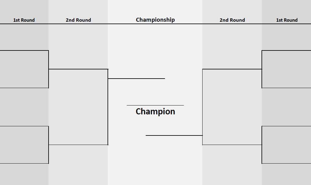 8 teams Two-sided, Single Elimination Printable Bracket Brackets