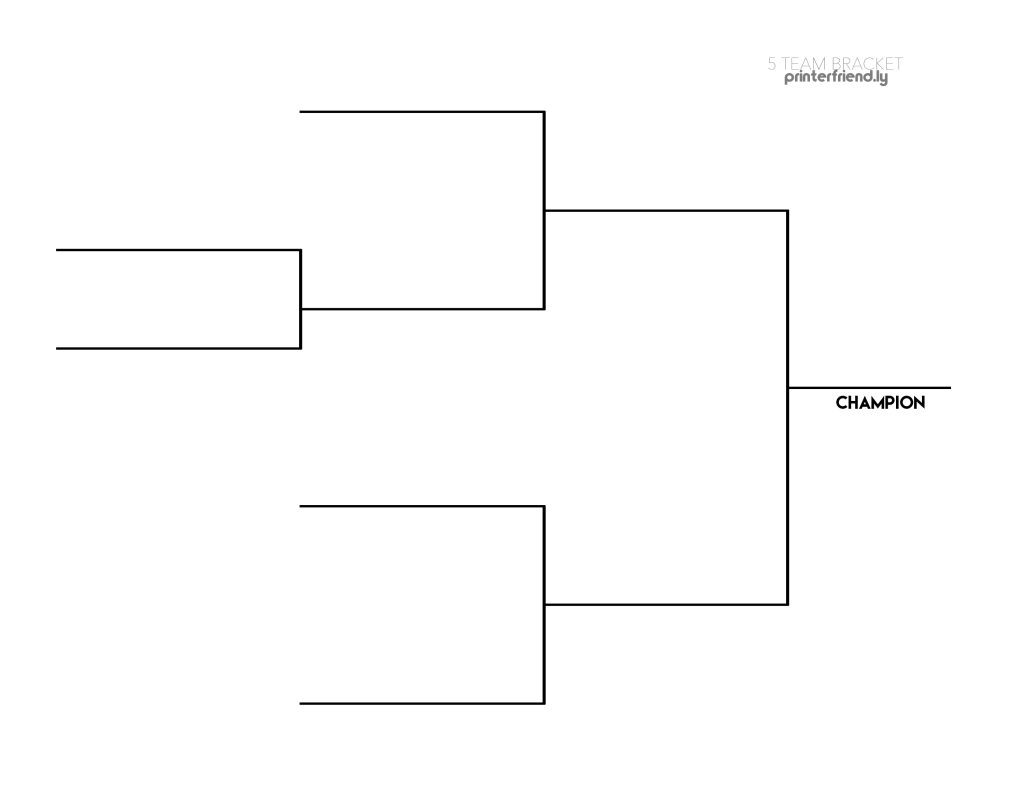 5 Team Printable Tournament Bracket
