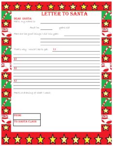 Blank Santa letter with drawing space