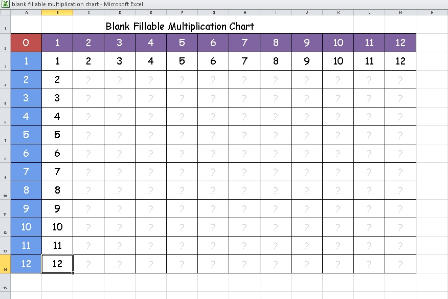 blank fillable multiplication chart excel