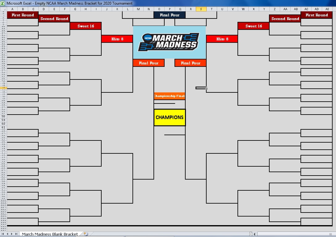 blank march madness 2020 bracket excel