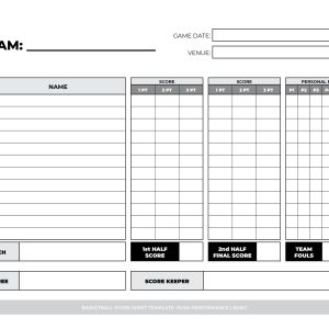 Free, Printable Basketball Score Sheets for Basketball Leagues Printable Basketball Score Sheet