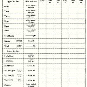 Free printable yahtzee score cards in PDF format Printable Free Yahtzee Score Card