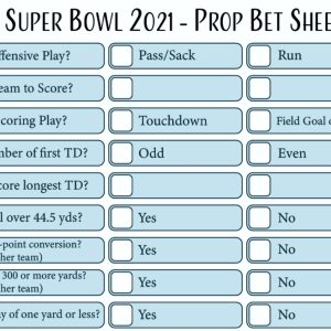 Printable Super Bowl prop bets sheet for 2026 Superbowl Prop Bets Template