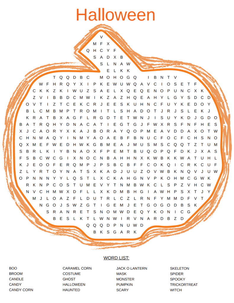 Word search puzzles and games for Halloween Games
