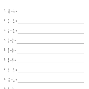 Fraction Division Worksheet