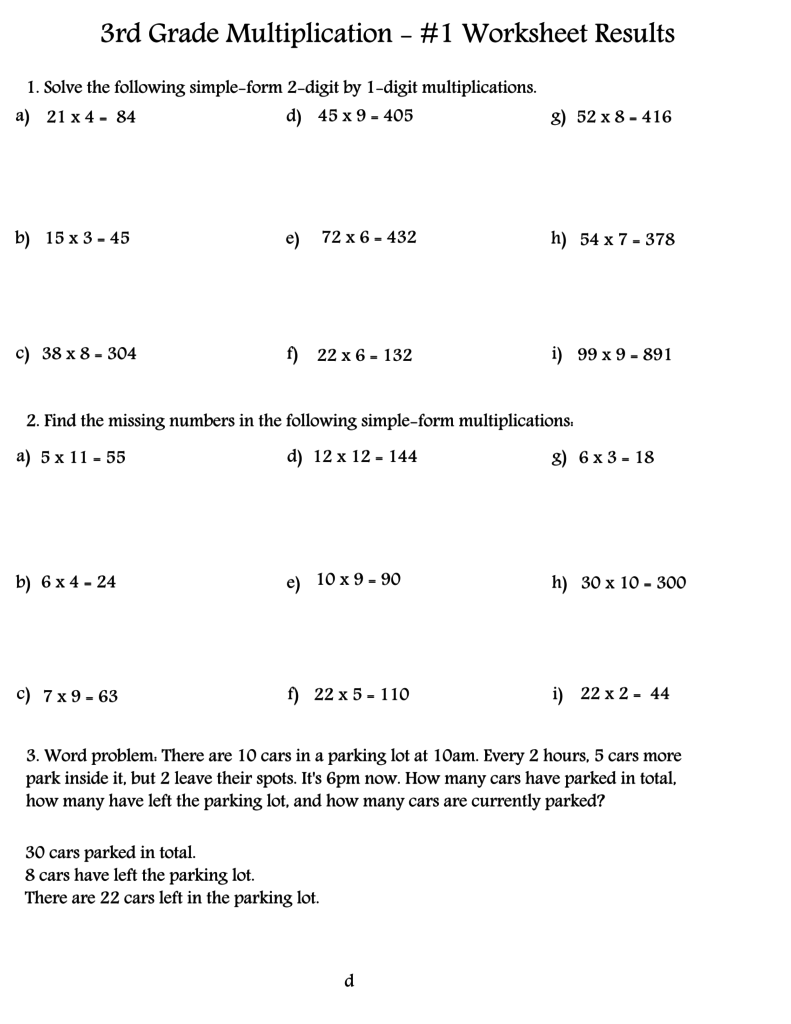 3rd grade math worksheets