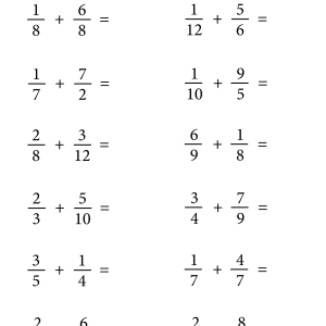 Printable adding and subtracting fractions worksheets (with different or unlike denominators) Adding Fractions Update