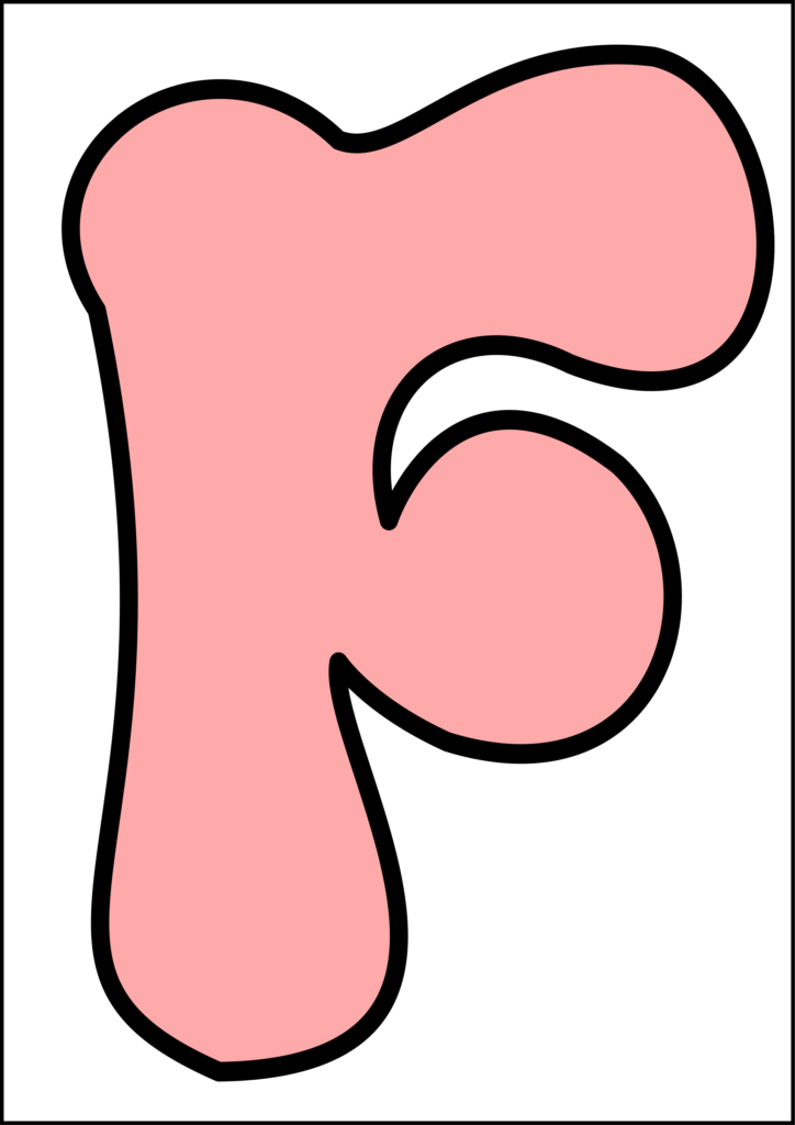 Bubble letter F - Full page pink