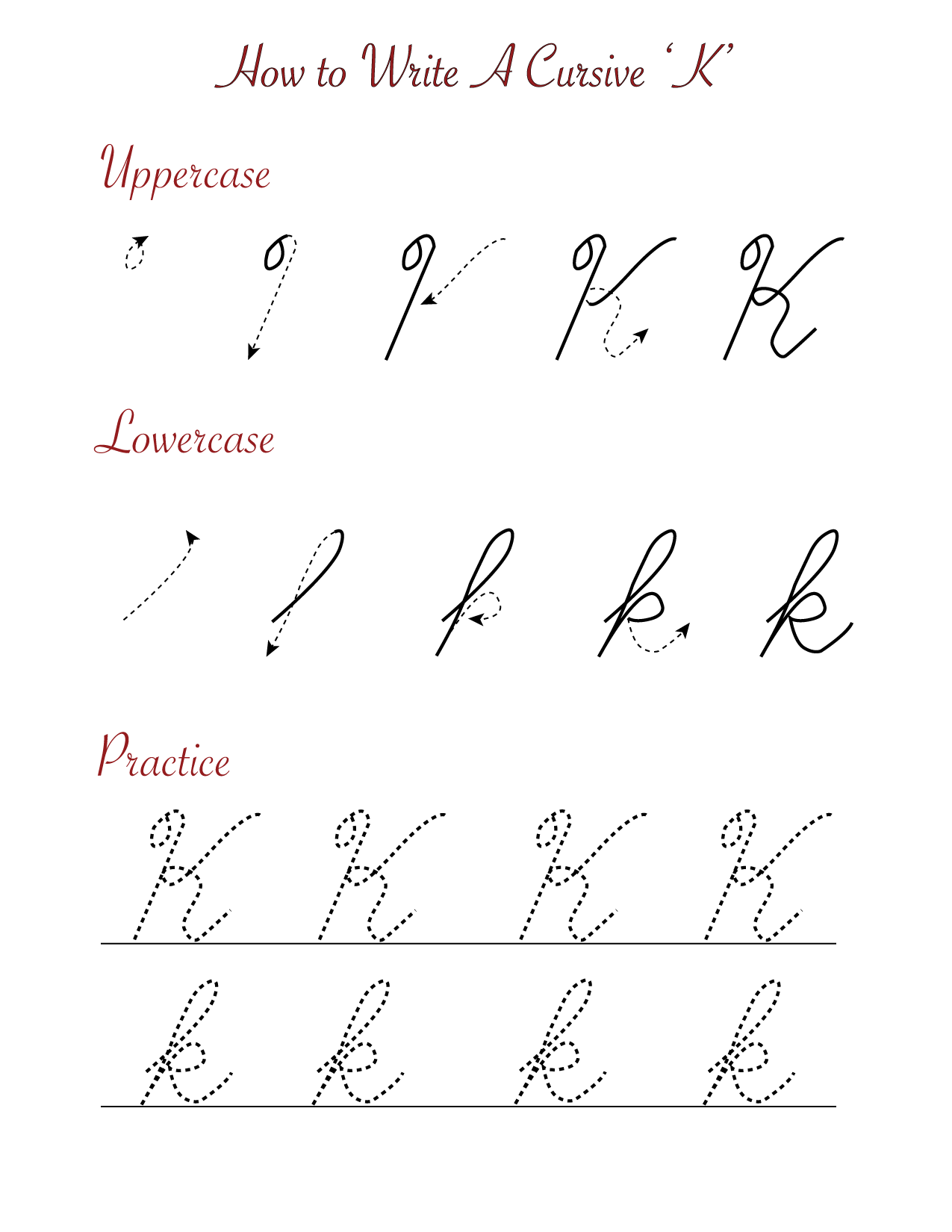 How to write a cursive 'K'