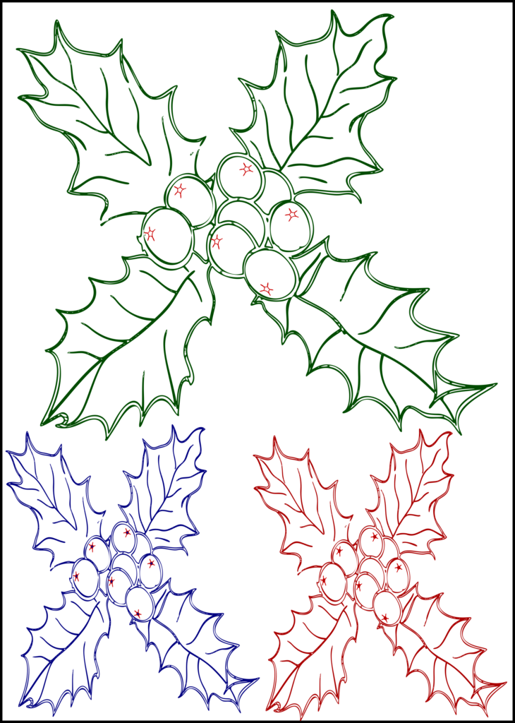 Free mistletoe drawings and patterns to print and cut out Christmas
