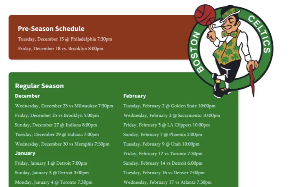 Free, printable Boston Celtics schedule and 2020-21 TV schedule ...