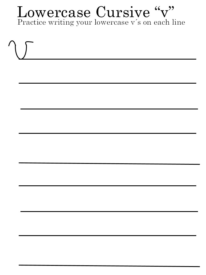 letter 'V' worksheets for lowercase