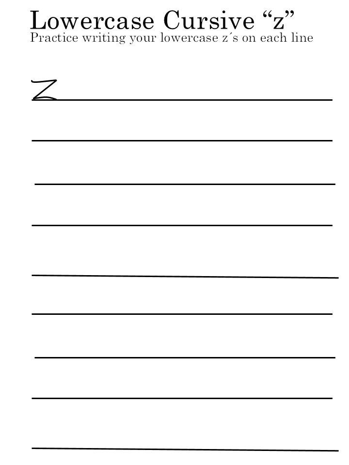 letter 'Z' worksheets lowercase