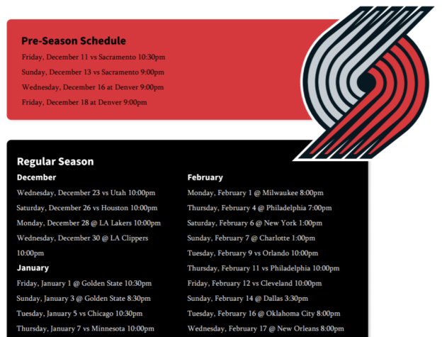 Printable 2020-21 Portland Trailblazers schedule, TV schedule (Updated ...
