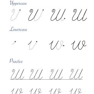 Cursive ‘W’ worksheets to practice capital, upper and lowercase letter Ws Cursive W Template