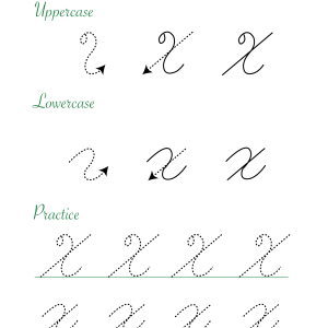 Cursive ‘X’ Worksheets to Practice Capital, Upper and Lowercase Letter Xs Cursive X Template