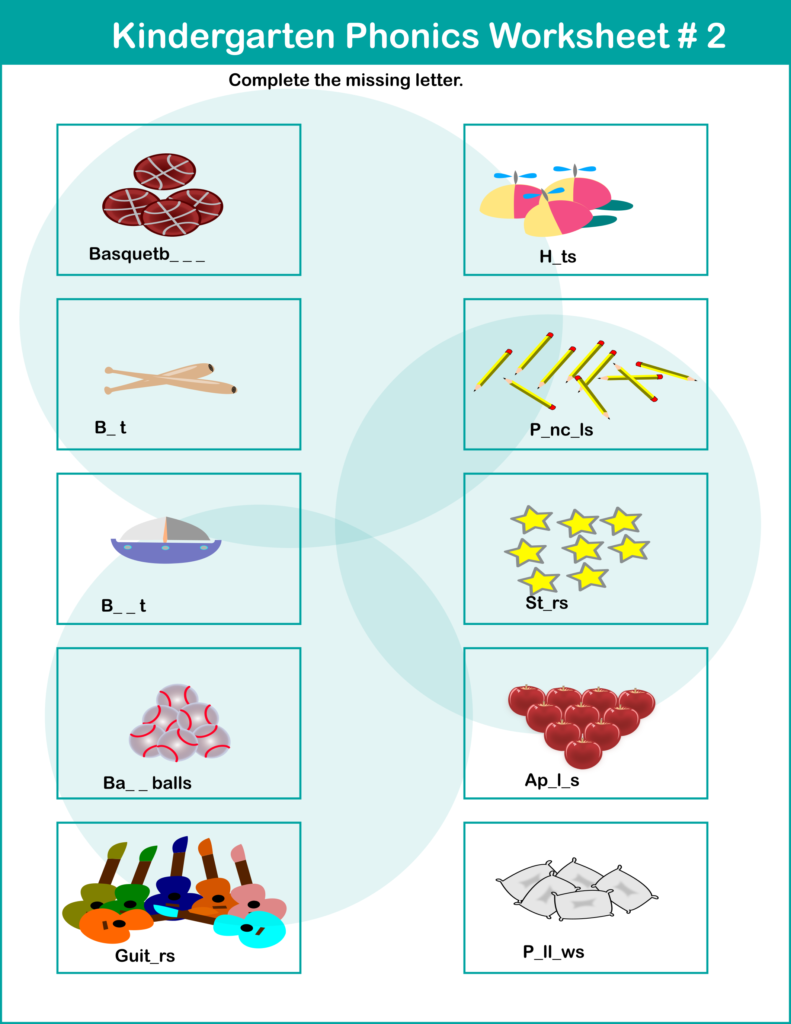 kindergarten phonics worksheets 2