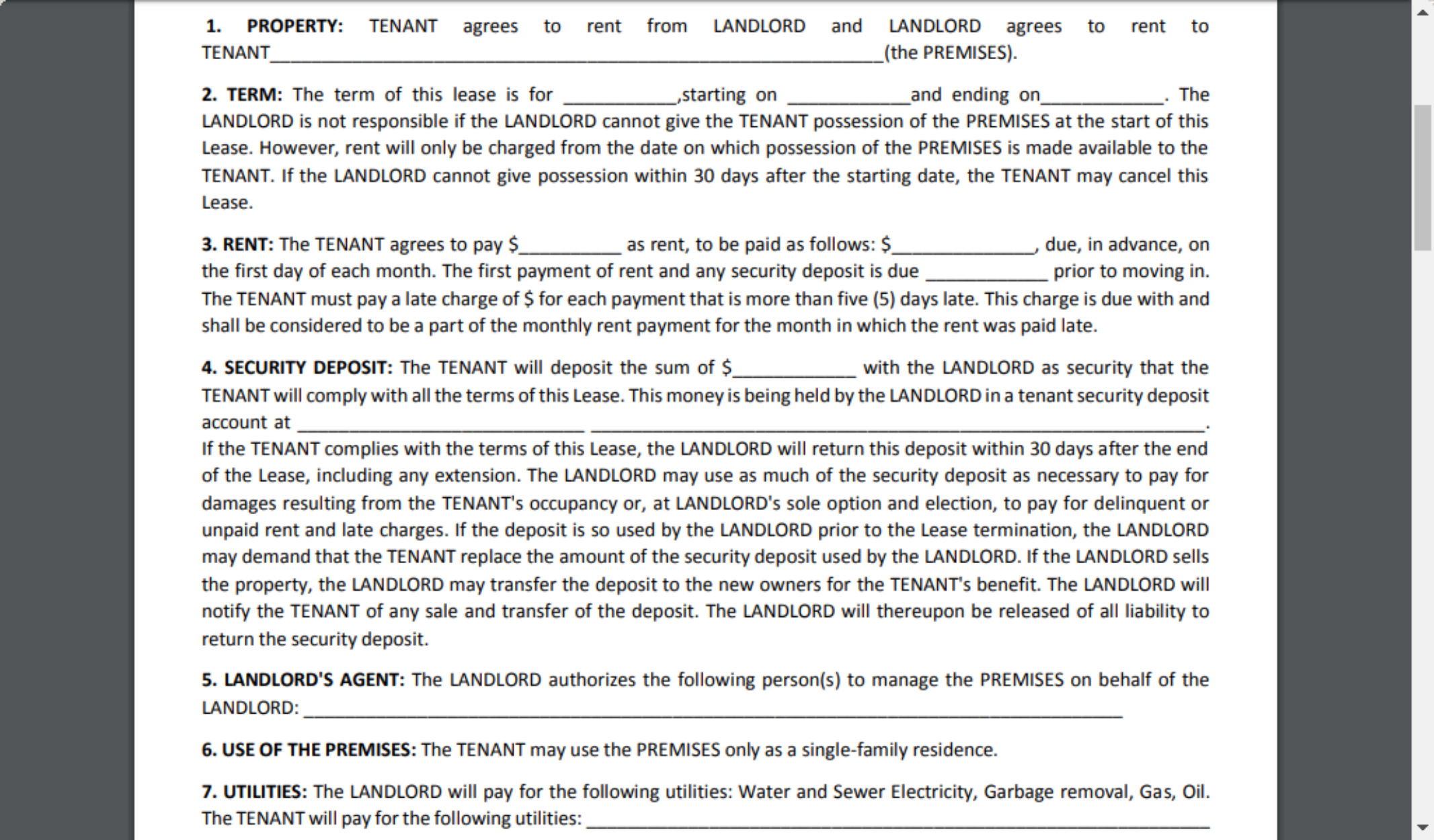 Download printable basic rental lease agreement - Printerfriendly
