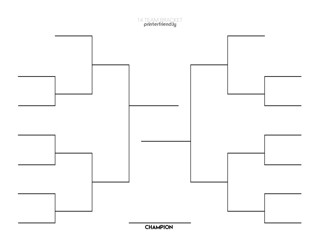 14 Team Printable Tournament Bracket