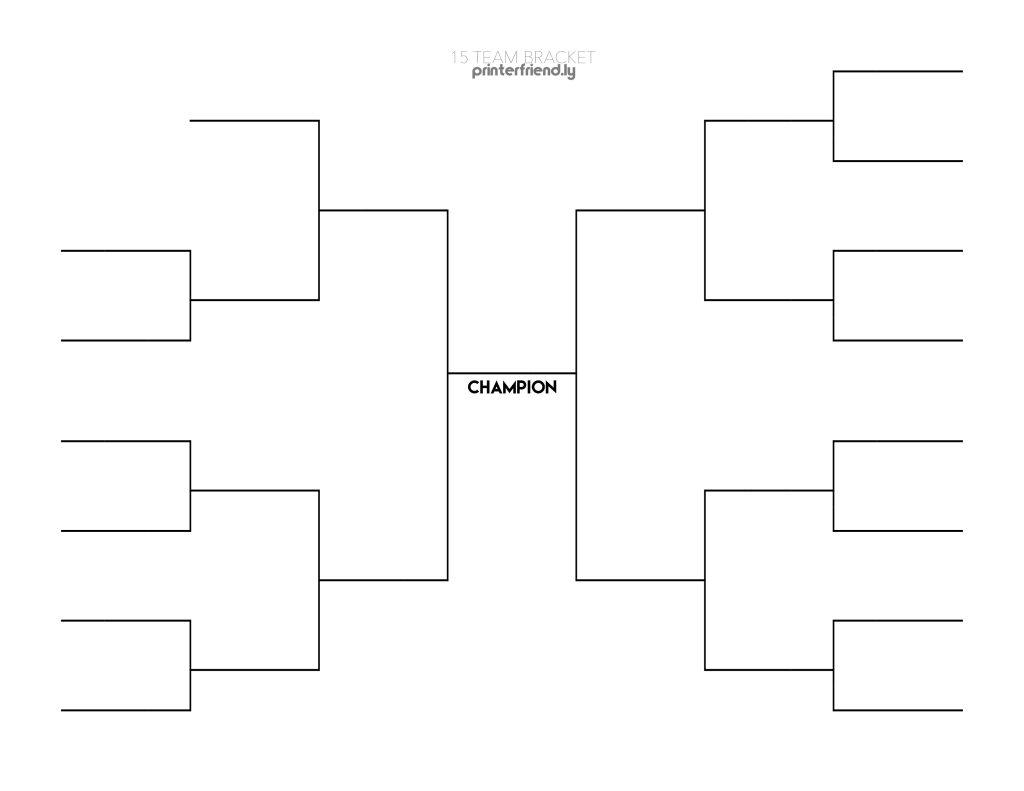15 Team Printable Tournament Bracket
