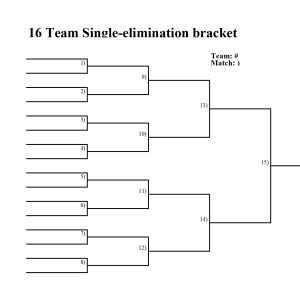 Printable 16-team single-elimination bracket in PDF 16 team single elimination bracket