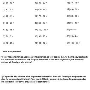 Printable 1st grade math worksheets with answer sheet (PDF) 1st Grade Math template