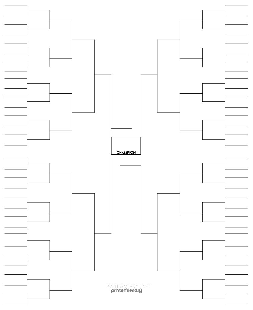 64 team printable tournament bracket