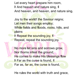 Words to Joy to the World; Printable in PDF Words to Joy to the World