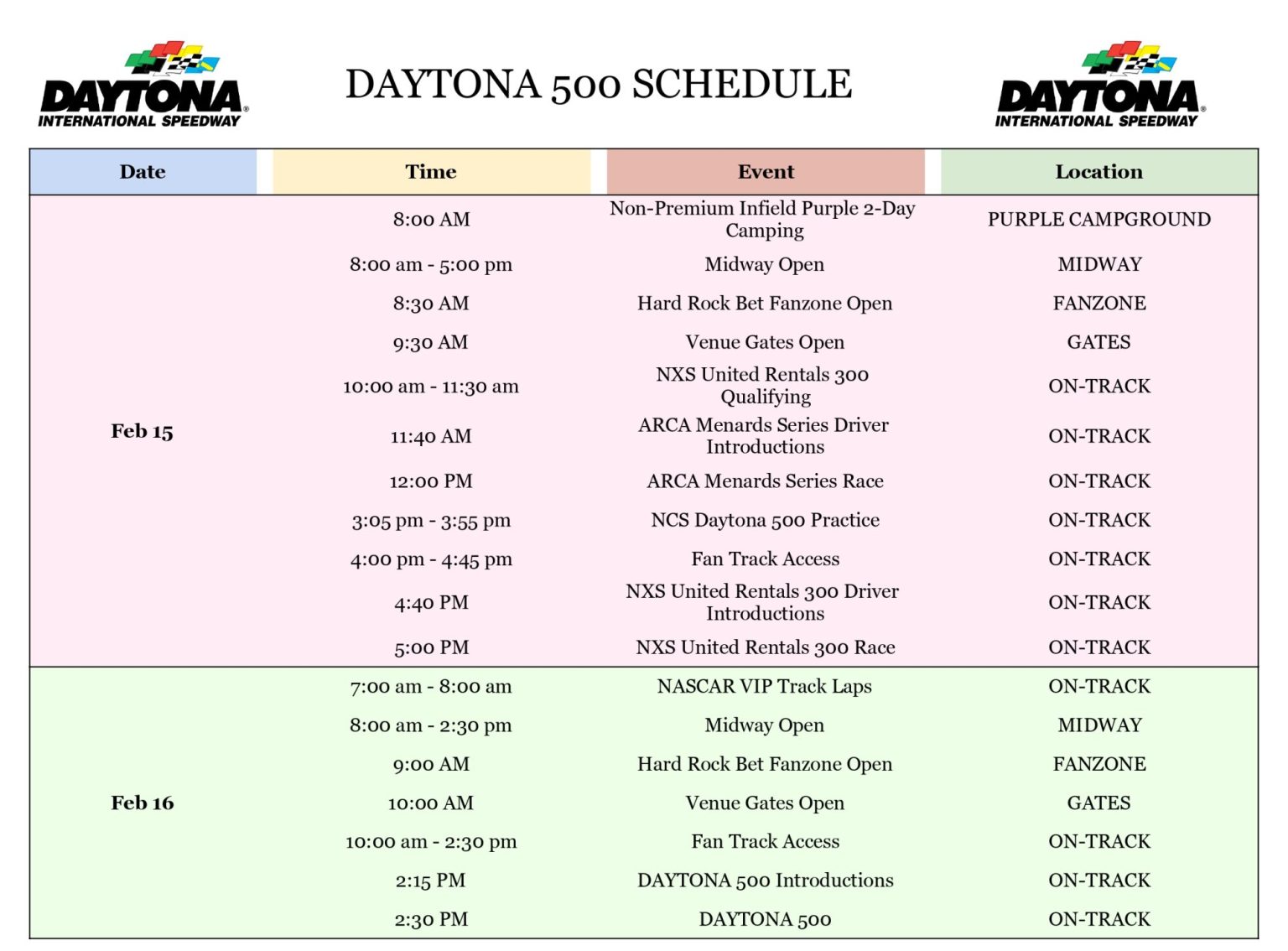 Get Your Printable Daytona 500 Schedule 2025 (Downloadable PDF