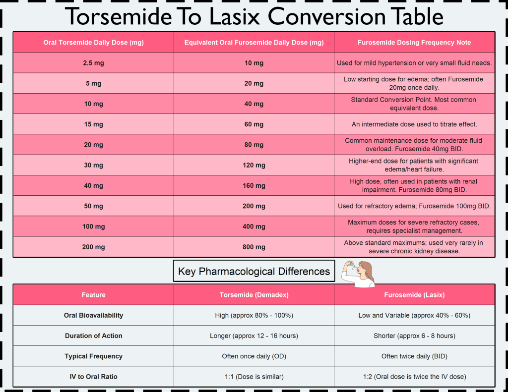Convert Torsemide to Lasix (and Vice Versa) with this Dosage Conversion Chart Conversions