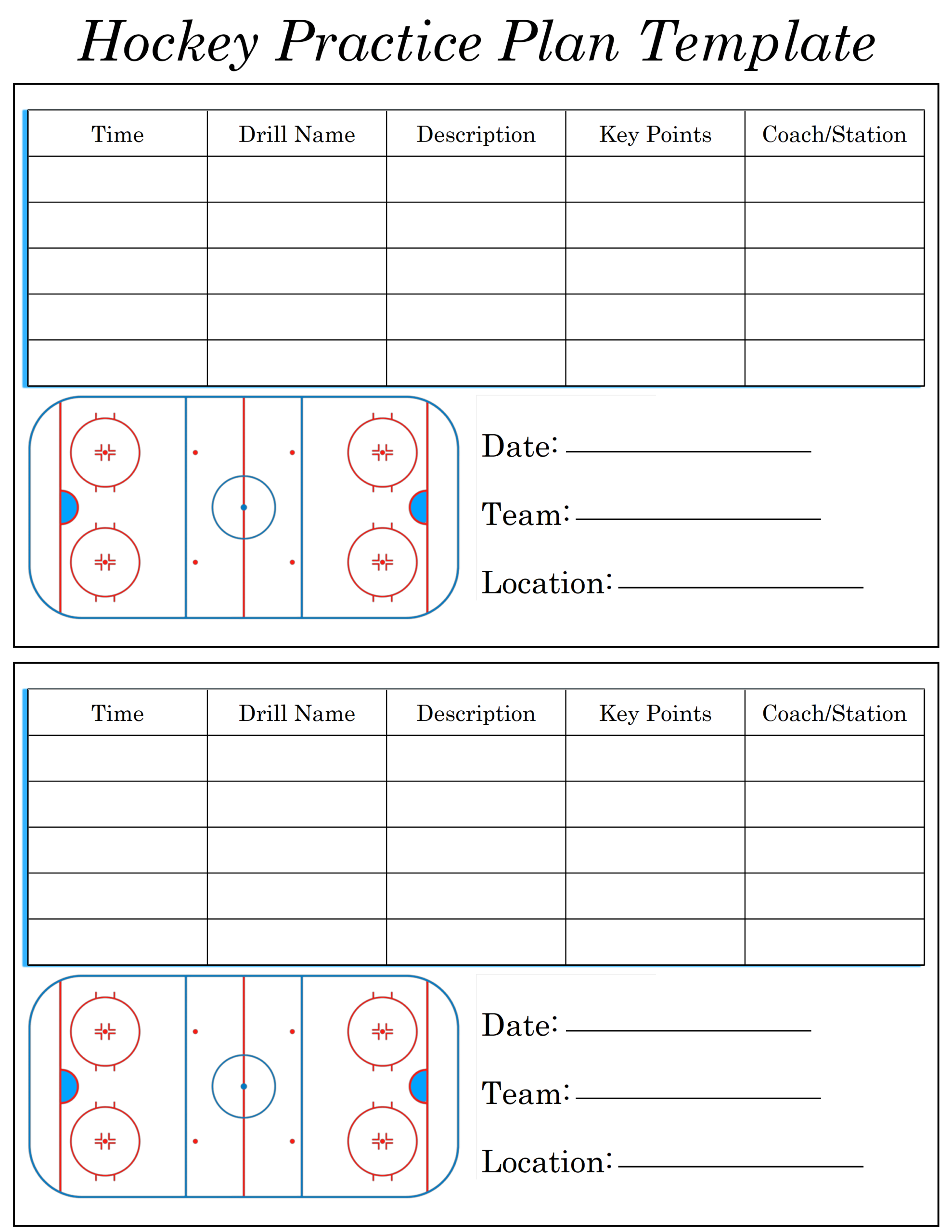 Free Hockey Practice Plan Templates For Organizing Drills And 