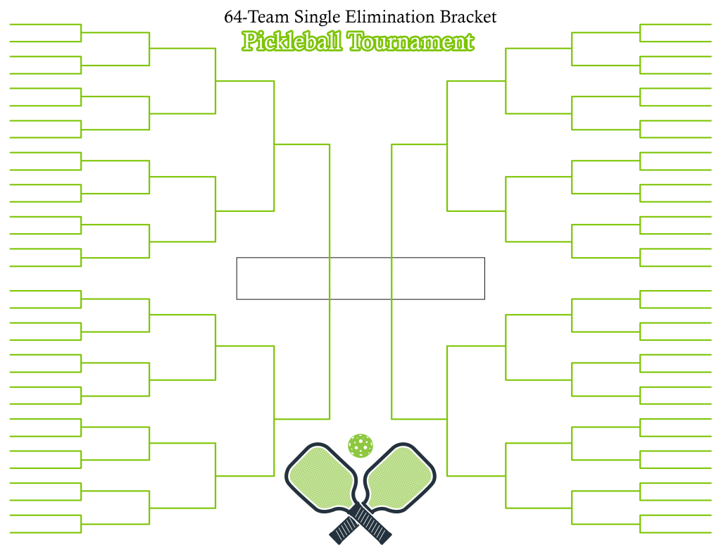 Free, Printable Pickleball Tournament Brackets (Single Elimination) Brackets