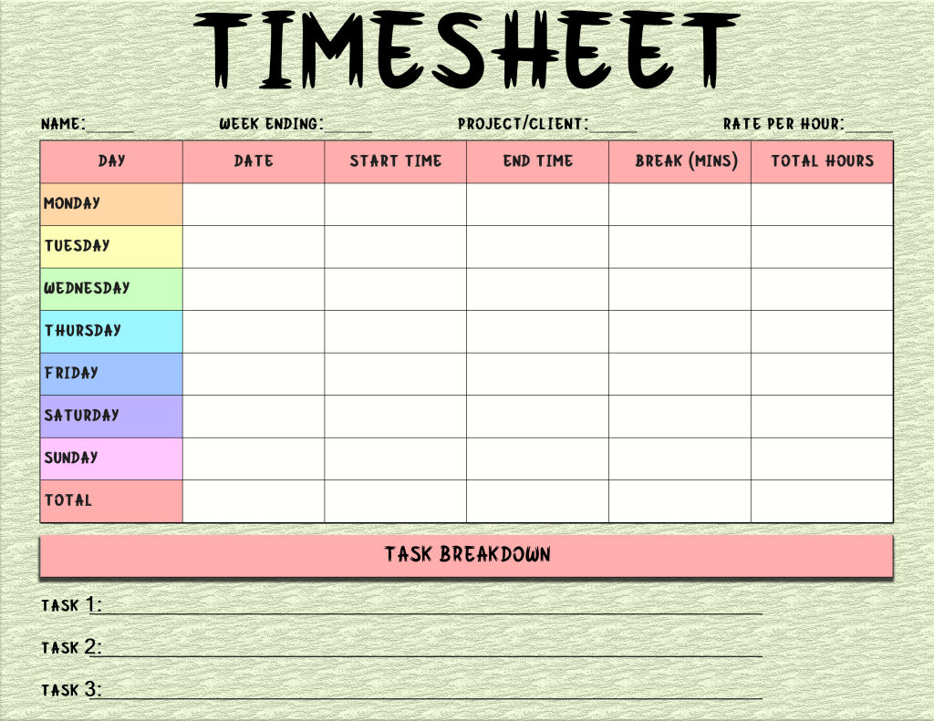 Free, Printable Timesheet Templates for Easy Hourly Tracking ...