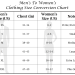 men's to women's clothing size conversion table with notes