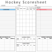 Hockey score sheet Template with full sections for players, coaches, scoring by period, penalties, and saves.