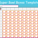 Free printable colorful NFL Super Bowl squares template with "Team A" and "Team B" fields.