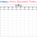 NFL-style Football Squares Board Template with red and blue accents and hand-drawn borders.