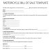 A comprehensive motorcycle bill of sale template that includes a governing agreement section and specific fields for legal representations and price consideration.
