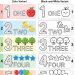 Number tracing for toddlers worksheet with animal counting in color and black-and-white printable options.