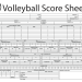 Full view of a volleyball score sheet printable form designed for recording starting lineups, libero replacements, and set results during tournament play.